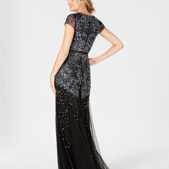 Adrianna Papell Plus size beaded cap sleeves gown - Picture 9 of 13